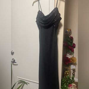 Betsy & Adam Midnight Sequin Gown